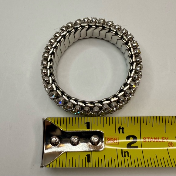 Vintage Antique Stretch Crystal Bracelet Silver Tone - Four Rows of Stones - Picture 4 of 6